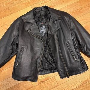 USA Bikers Dream Apparel Black Leather Motorcycle Jacket Women XL w/ zip out